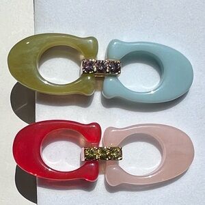 COACH Reserve Signature Link Crystal Drop Earrings Multi-Color Plated Brass